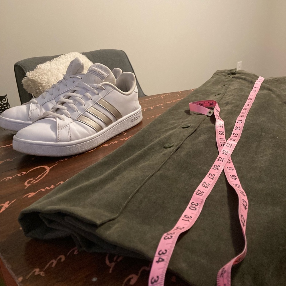 Vintage 70s Button Down Skirt W/Functional Pockets in Earth / Forrest Green